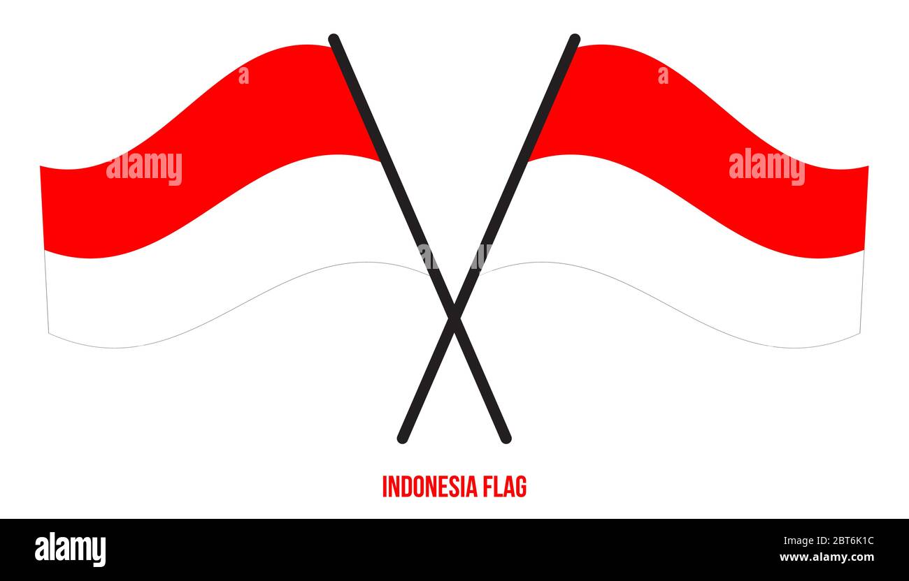 Indonesia bandiera sventola illustrazione vettoriale su sfondo bianco. Indonesia bandiera nazionale. Illustrazione Vettoriale