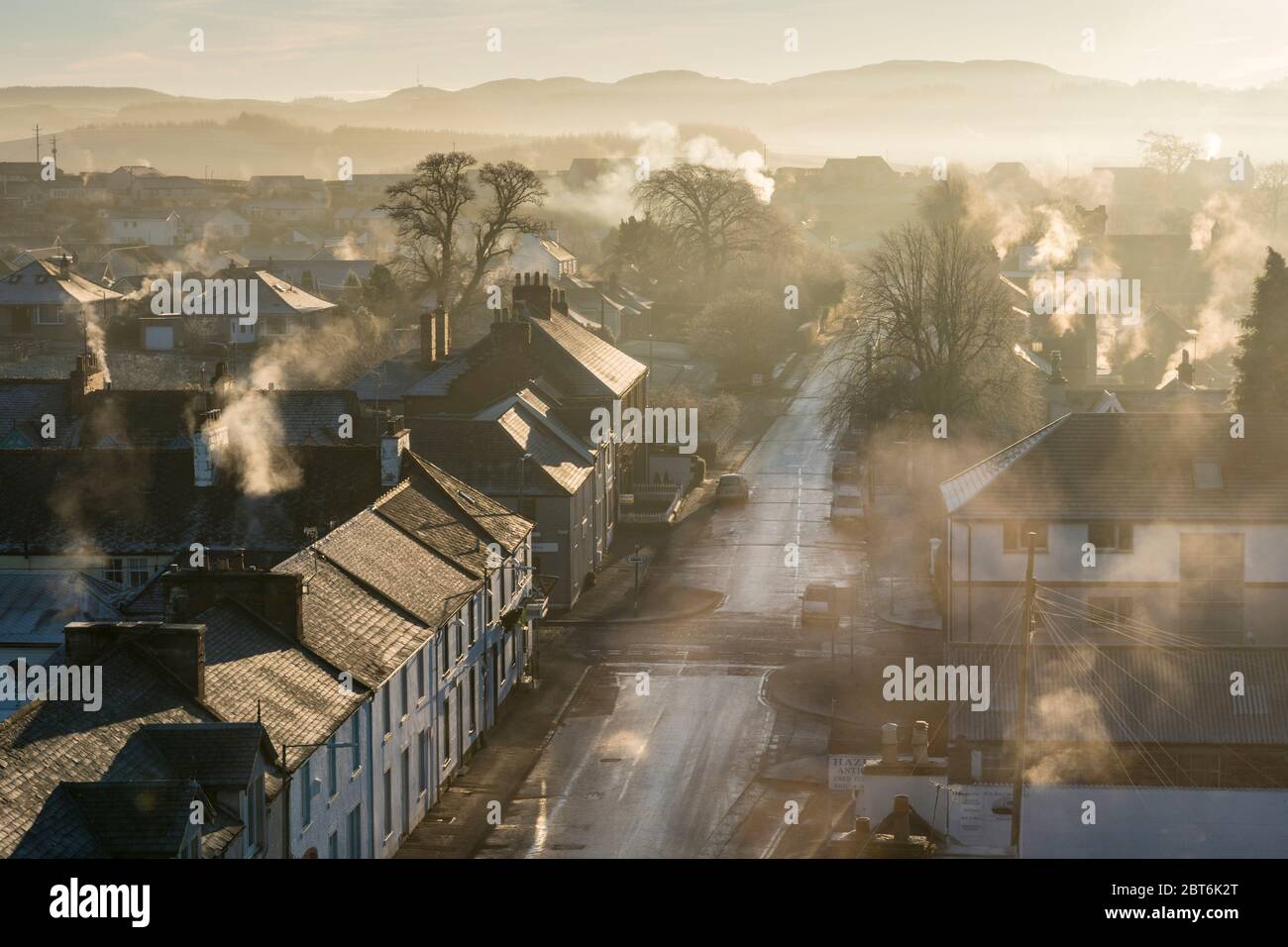 Castello Douglas in gelata profonda durante l'alba di prima mattina Foto Stock