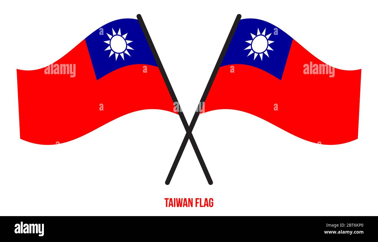 Taiwan bandiera sventola illustrazione vettoriale su sfondo bianco. Taiwan bandiera nazionale. Illustrazione Vettoriale