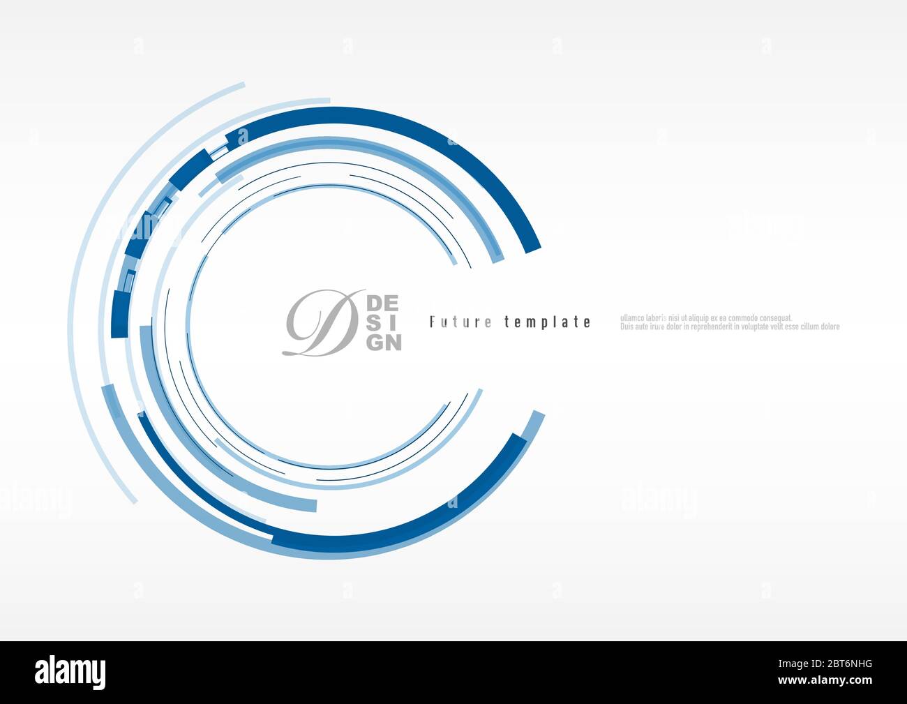 Blu cerchi geometrico icona logo banner design, astratto tecnologia sfondo. Illustrazione vettoriale Illustrazione Vettoriale