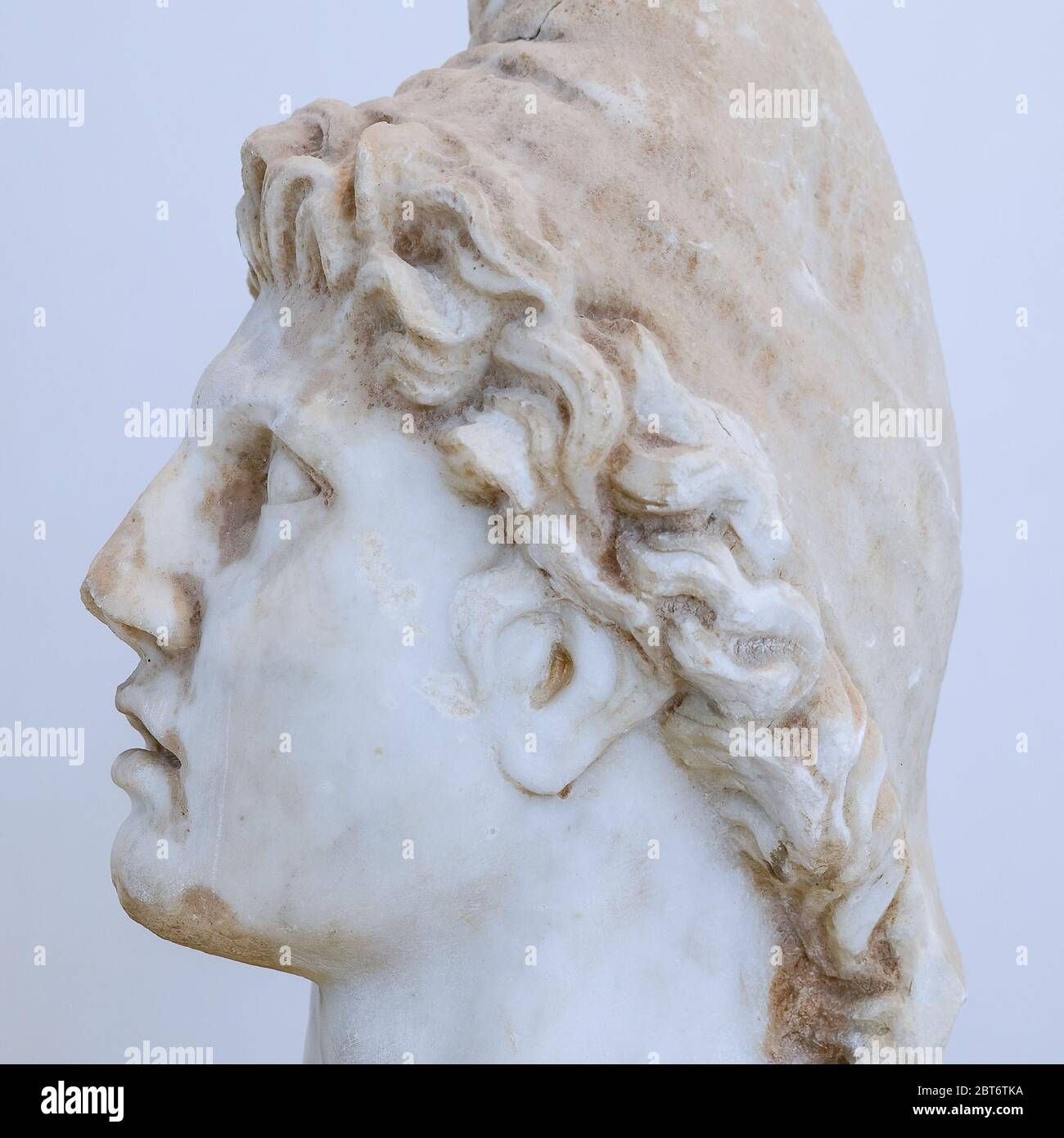 Testa di Ganimede, antica scultura romana nel Museo Archeologico Nazionale, Sperlonga, Lazio, Italia. Foto Stock