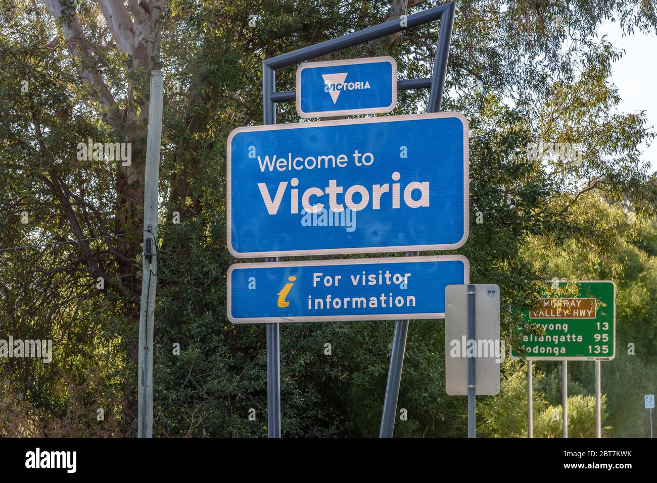 Un cartello che accoglie la gente a Victoria in Australia Foto Stock