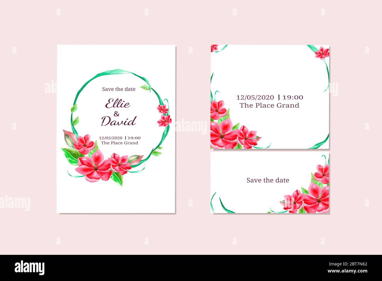 Salva la data di invito matrimonio scheda mockup Foto Stock