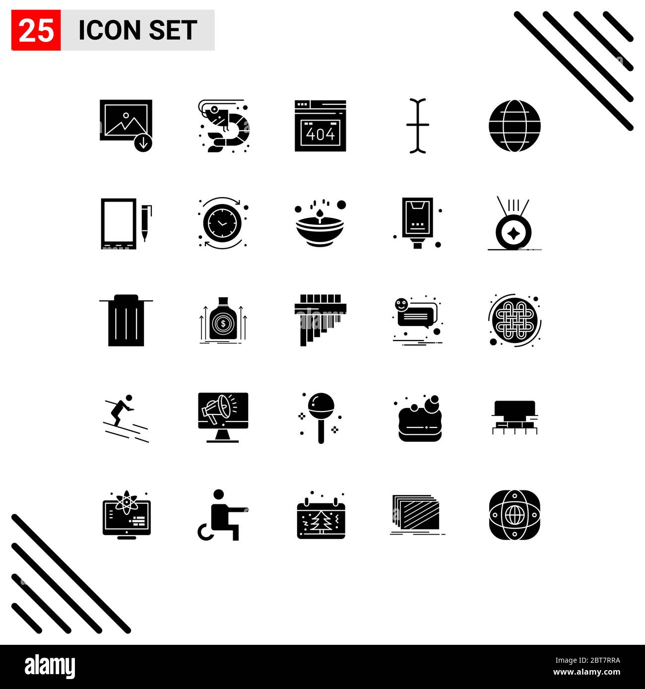 25 icone creative segni e simboli moderni di cella, mondo, pagina di errore, sicurezza, globo elementi di disegno vettoriale editabili Illustrazione Vettoriale