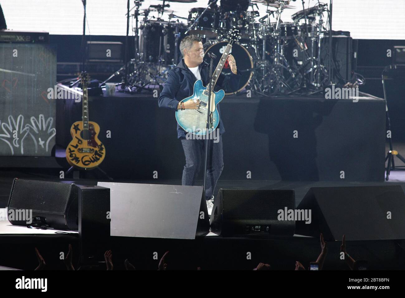 Alejandro Sanz durante il suo ultimo concerto del suo tour in Spagna tenutosi a Santiago de Compostela sabato 6 luglio 2019 Foto Stock