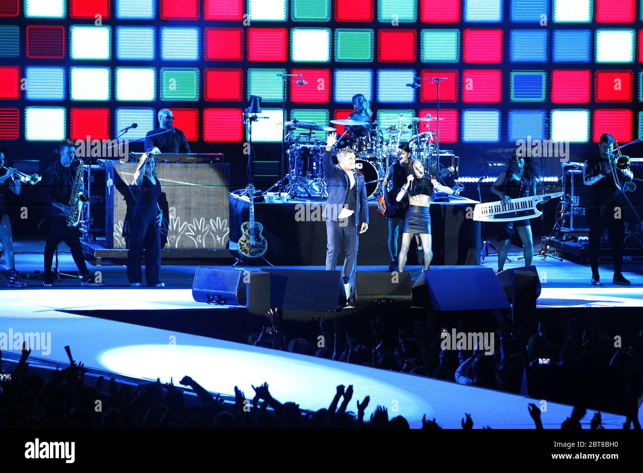 Alejandro Sanz durante il suo ultimo concerto del suo tour in Spagna tenutosi a Santiago de Compostela sabato 6 luglio 2019 Foto Stock