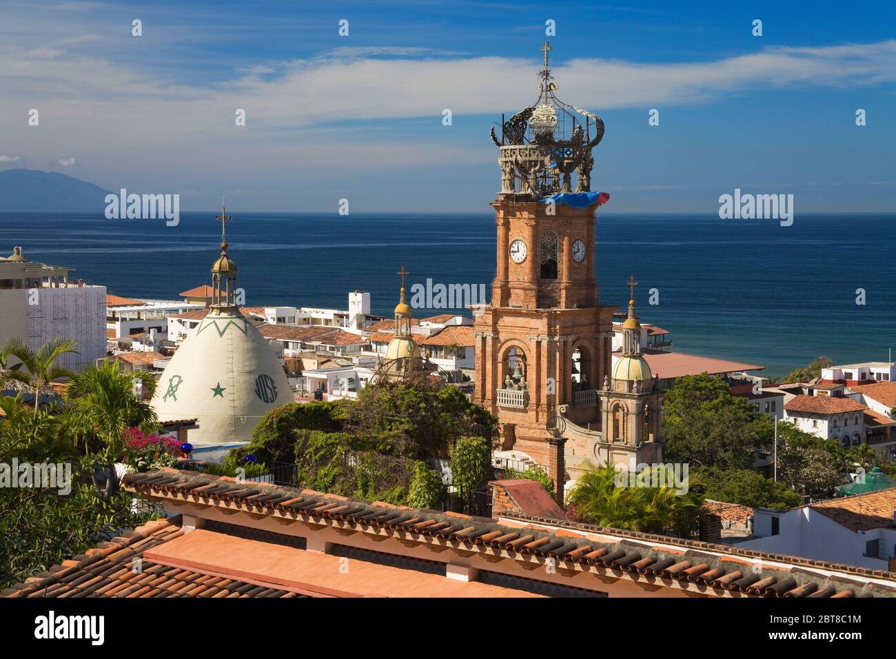 Campanile, Cattedrale di nostra Signora di Guadalupe, Puerto Vallarta, Stato di Jalisco, Messico Foto Stock