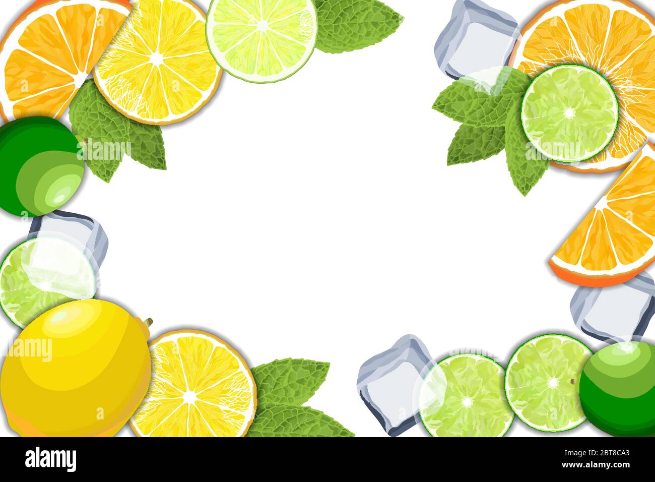 Illustrazione vettoriale di una fetta di arancia, limone e lime Illustrazione Vettoriale