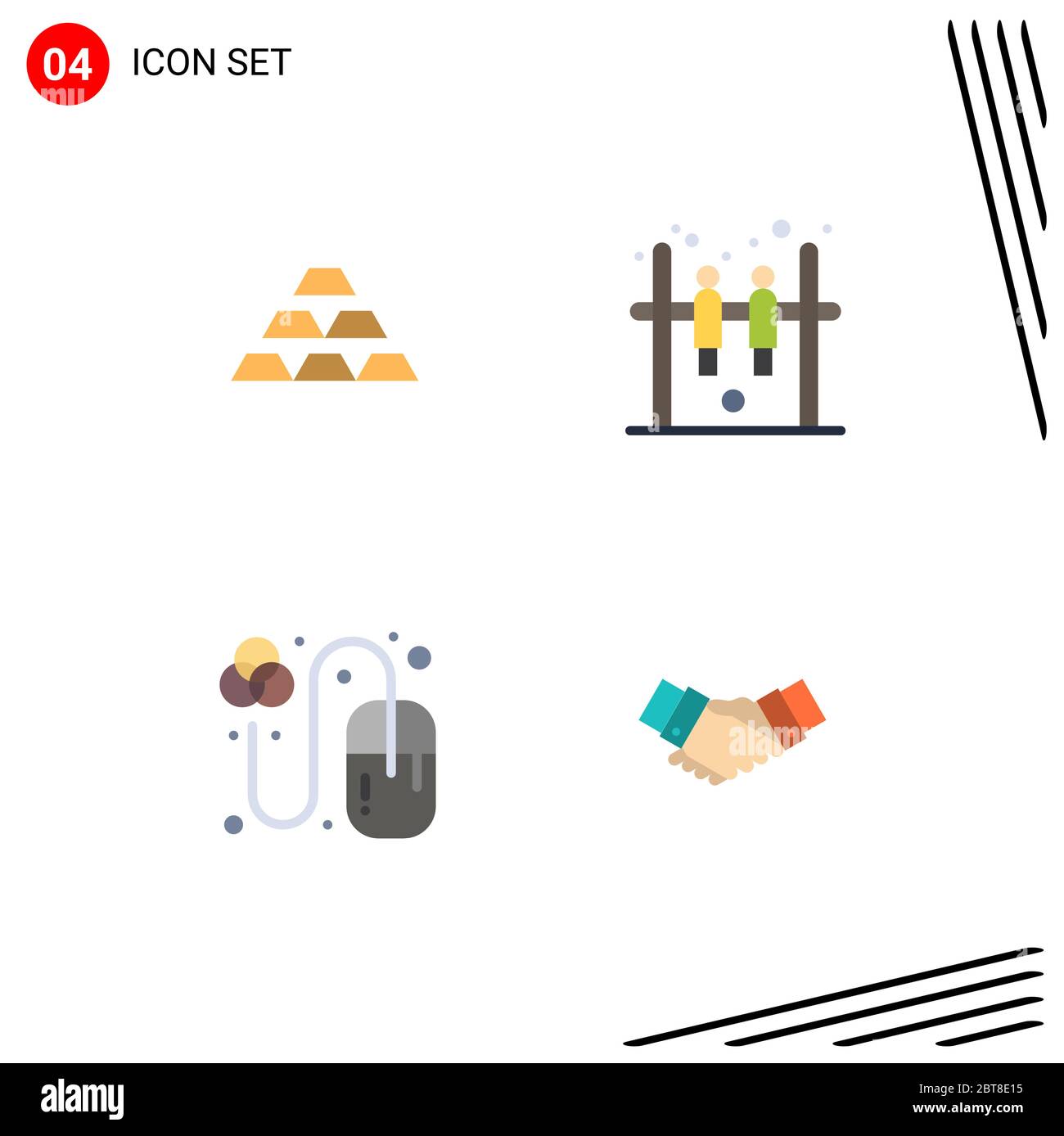 4 interfaccia utente Flat Icon Pack di segni e simboli moderni di oro, hockey, oro, ricchezza, progettazione di elementi editabili di progettazione vettoriale Illustrazione Vettoriale