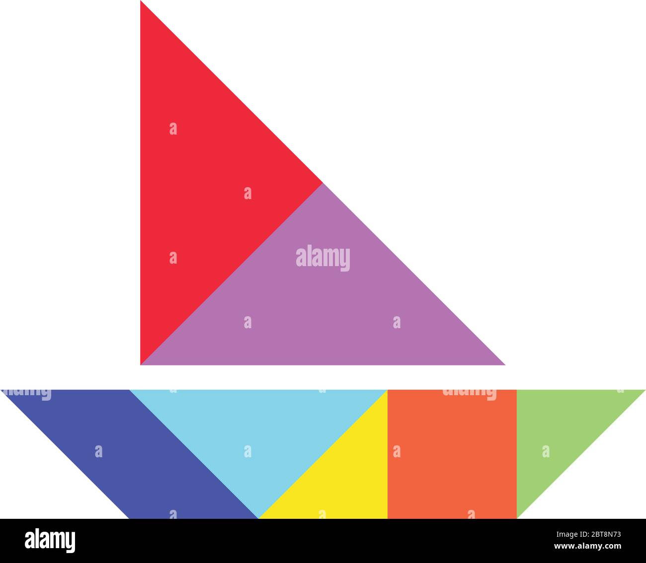 Puzzle tangram a colori in barca, nave o yacht a forma di sfondo bianco  (Vector Immagine e Vettoriale - Alamy