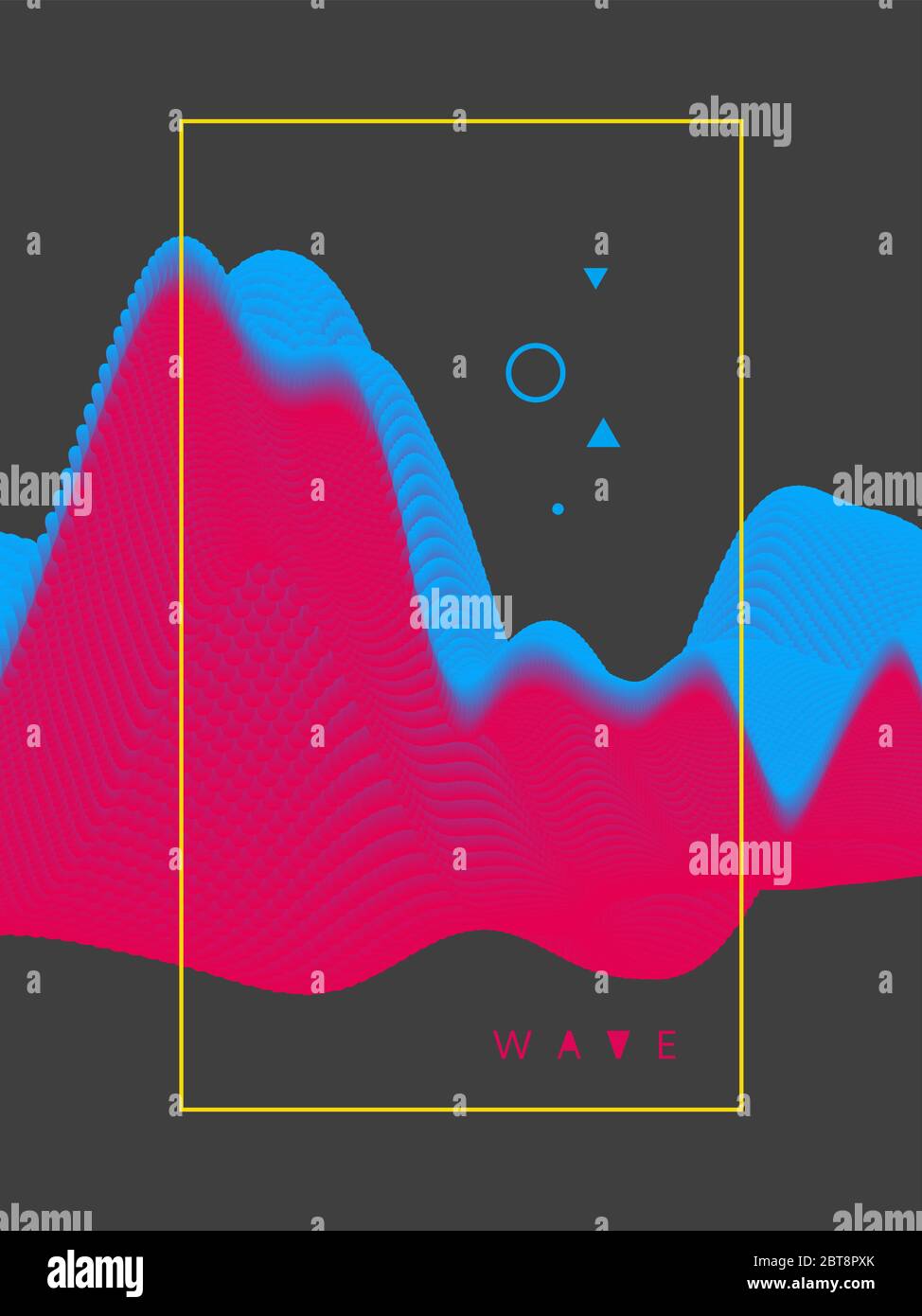 Visualizzazione dei grafici dei big data. Onda sonora. Sfondo astratto con particelle dinamiche. Struttura di connessione. illustrazione vettoriale 3d per cartelloni, volantino Illustrazione Vettoriale