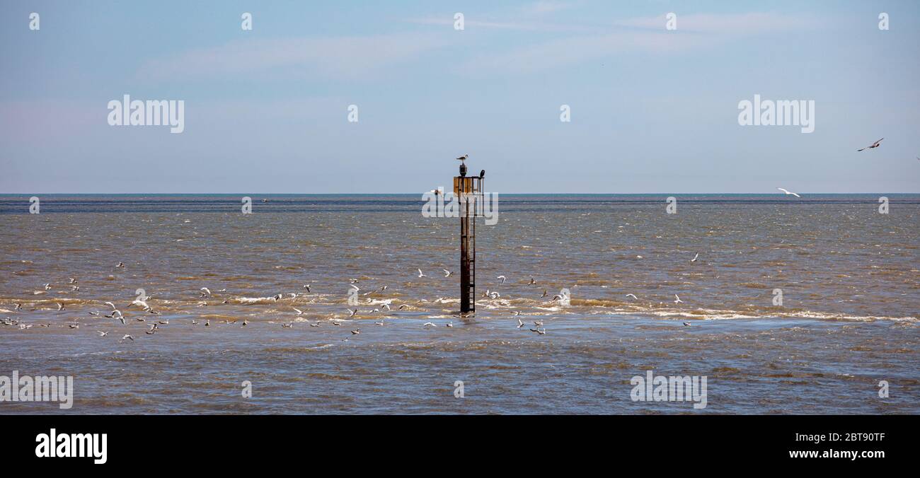 Guardando verso il mare a Sizewell Suffolk Foto Stock