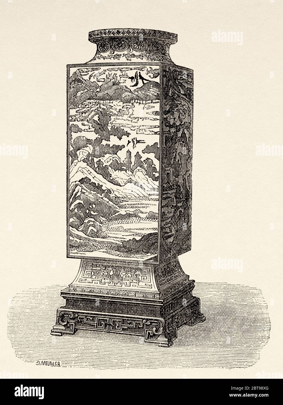 Vasi di porcellana smaltati, della dinastia cinese Ming, Cina. Illustrazione incisa del 19 ° secolo, viaggio a Pechino e Cina del Nord 1873 Foto Stock