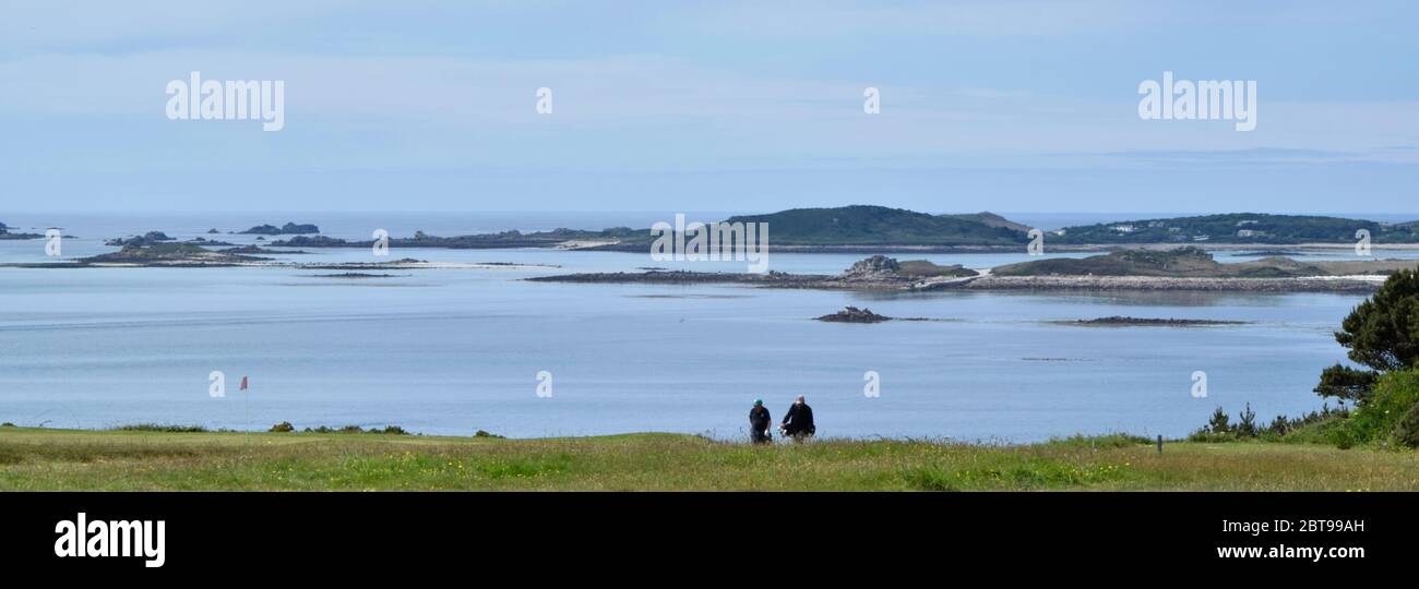 Vista dal campo da golf di St Mary's, Isles of Scilly - UK Foto Stock