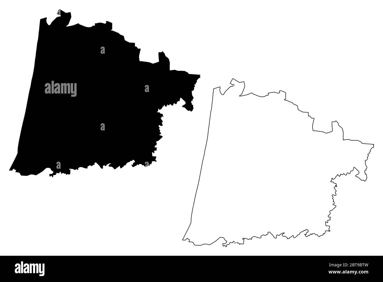 Dipartimento delle Lande (Francia, Repubblica francese, regione Nouvelle-Aquitaine) mappa illustrazione vettoriale, abbozzare la mappa delle Lande Illustrazione Vettoriale