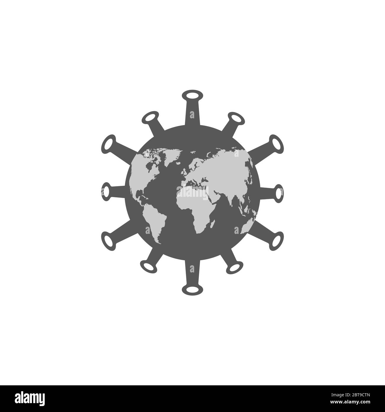 Icona pandemia del virus corona. Minaccia globale. Icona dei batteri del coronavirus, illustrazione del novel del coronavirus 2019-nCoV. Foto Stock