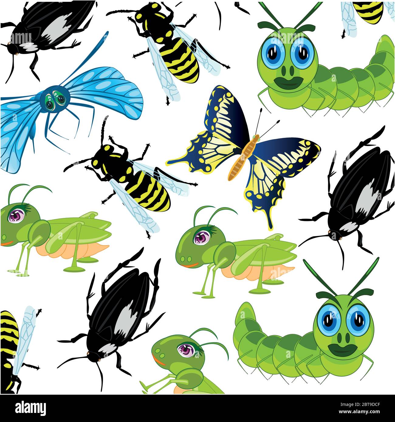 Modello decorativo di insetto su sfondo bianco è isolato Illustrazione Vettoriale