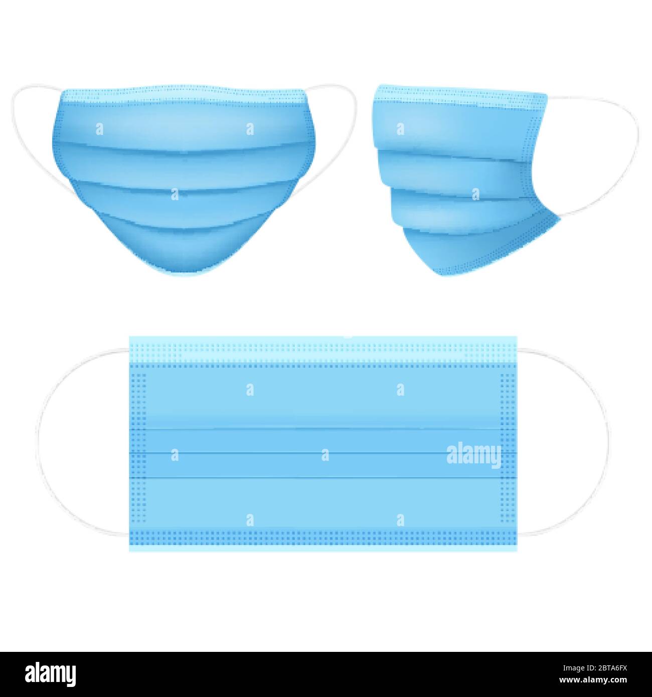 Maschera respiratoria. Problema di sanità. Maschera medica blu. Virus e protezione contro le malattie. Illustrazione vettoriale Illustrazione Vettoriale