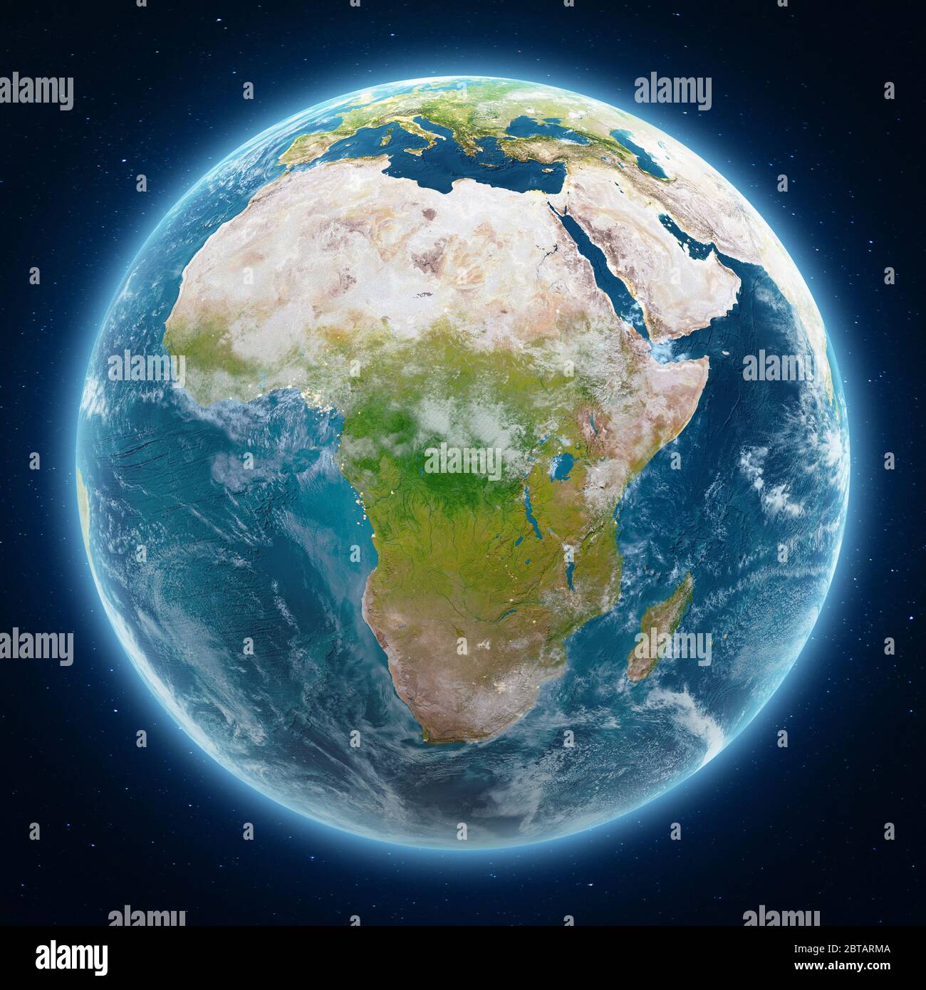 Pianeta Terra di notte. Elementi di questa immagine forniti dalla NASA. rendering 3d Foto Stock