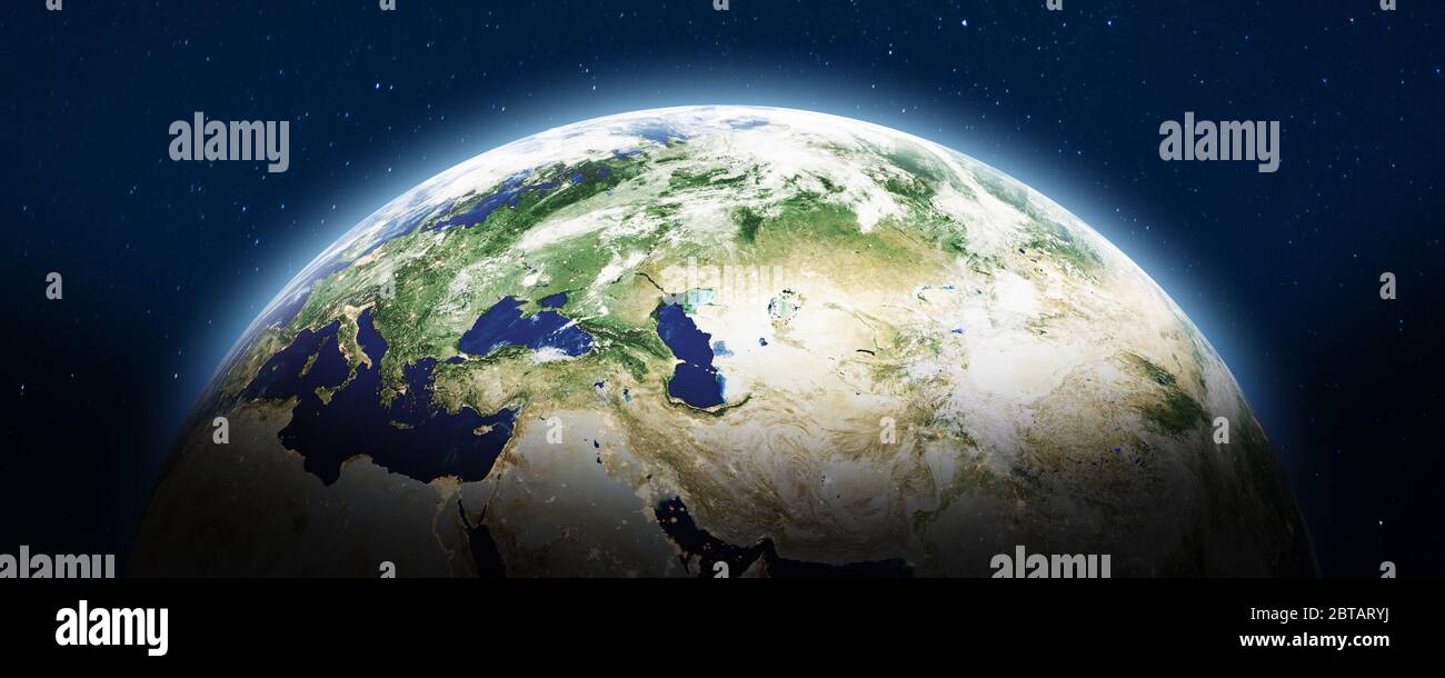 Il pianeta terra panoramico. Gli elementi di questa immagine fornita dalla NASA. Il rendering 3D Foto Stock