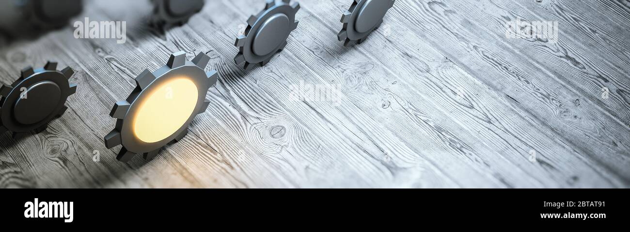 Concept Gears. Innovazione Internet di settore. rendering 3d Foto Stock
