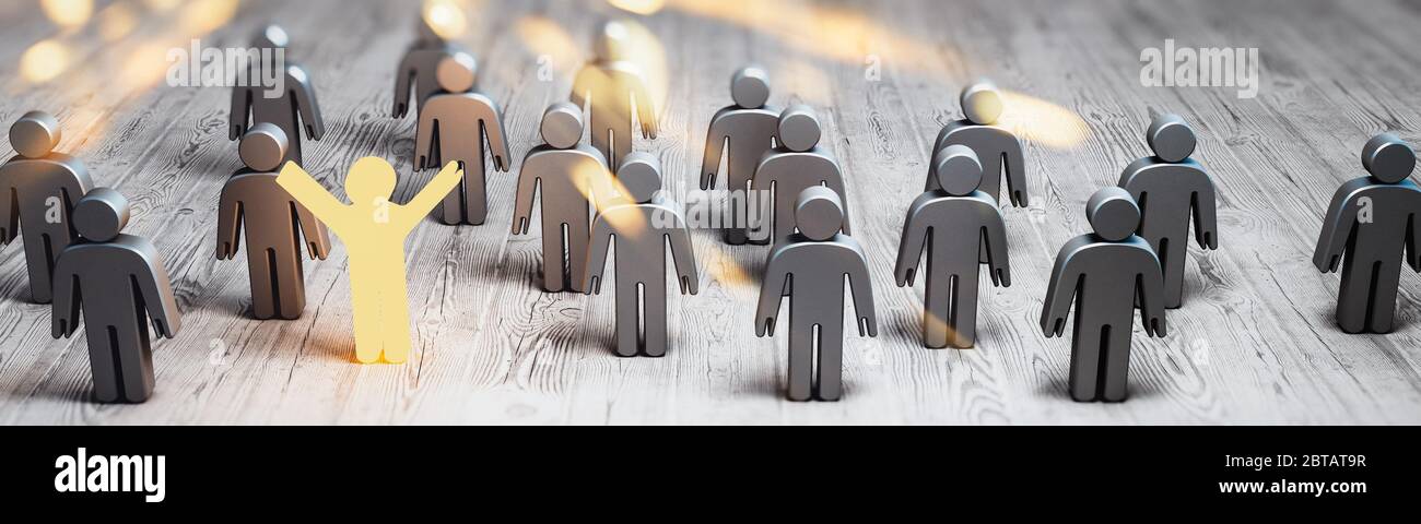 Concetto le persone lavorano. Linea di associazione selezionata. rendering 3d Foto Stock