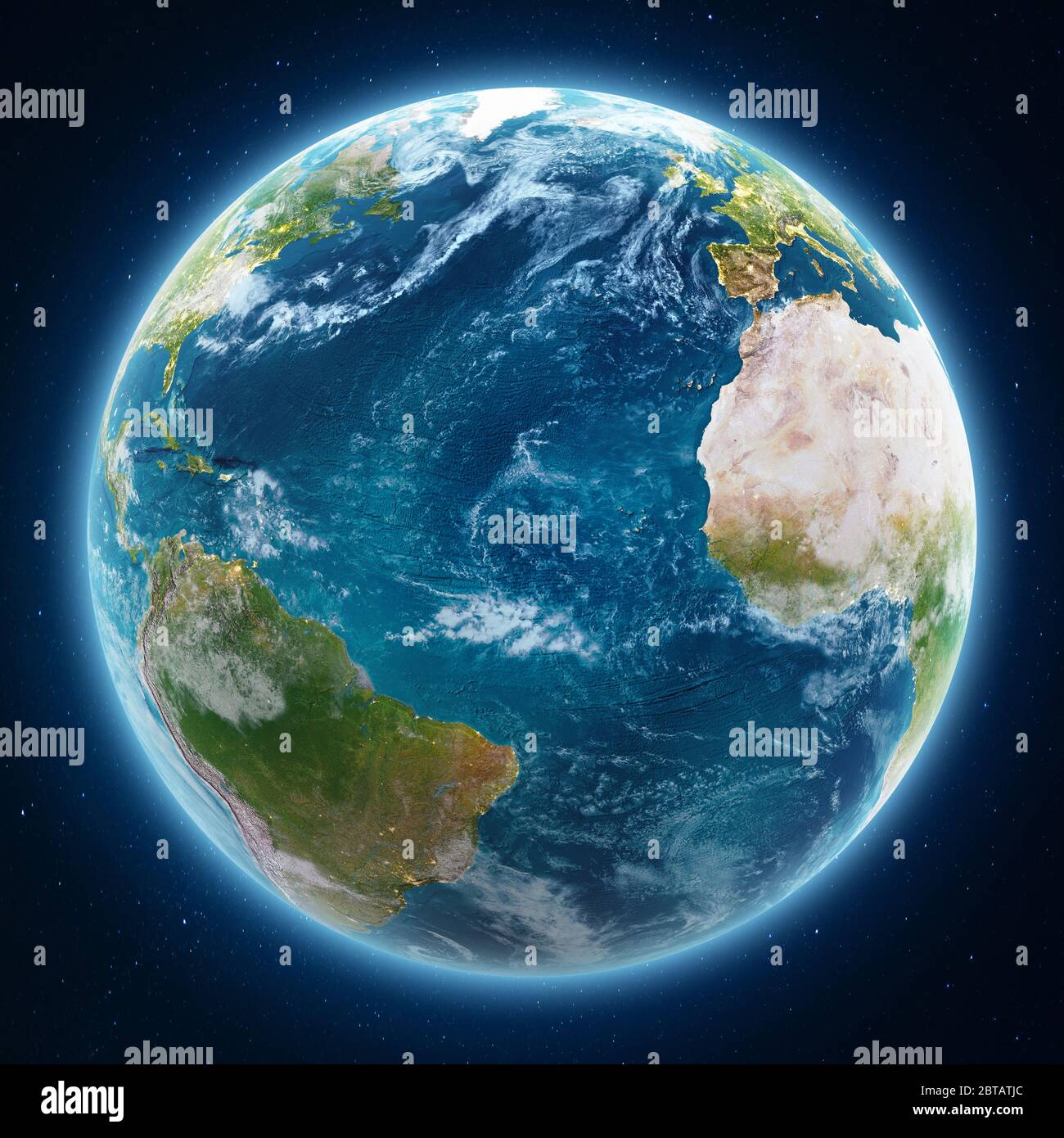 Pianeta Terra di notte. Elementi di questa immagine forniti dalla NASA. rendering 3d Foto Stock