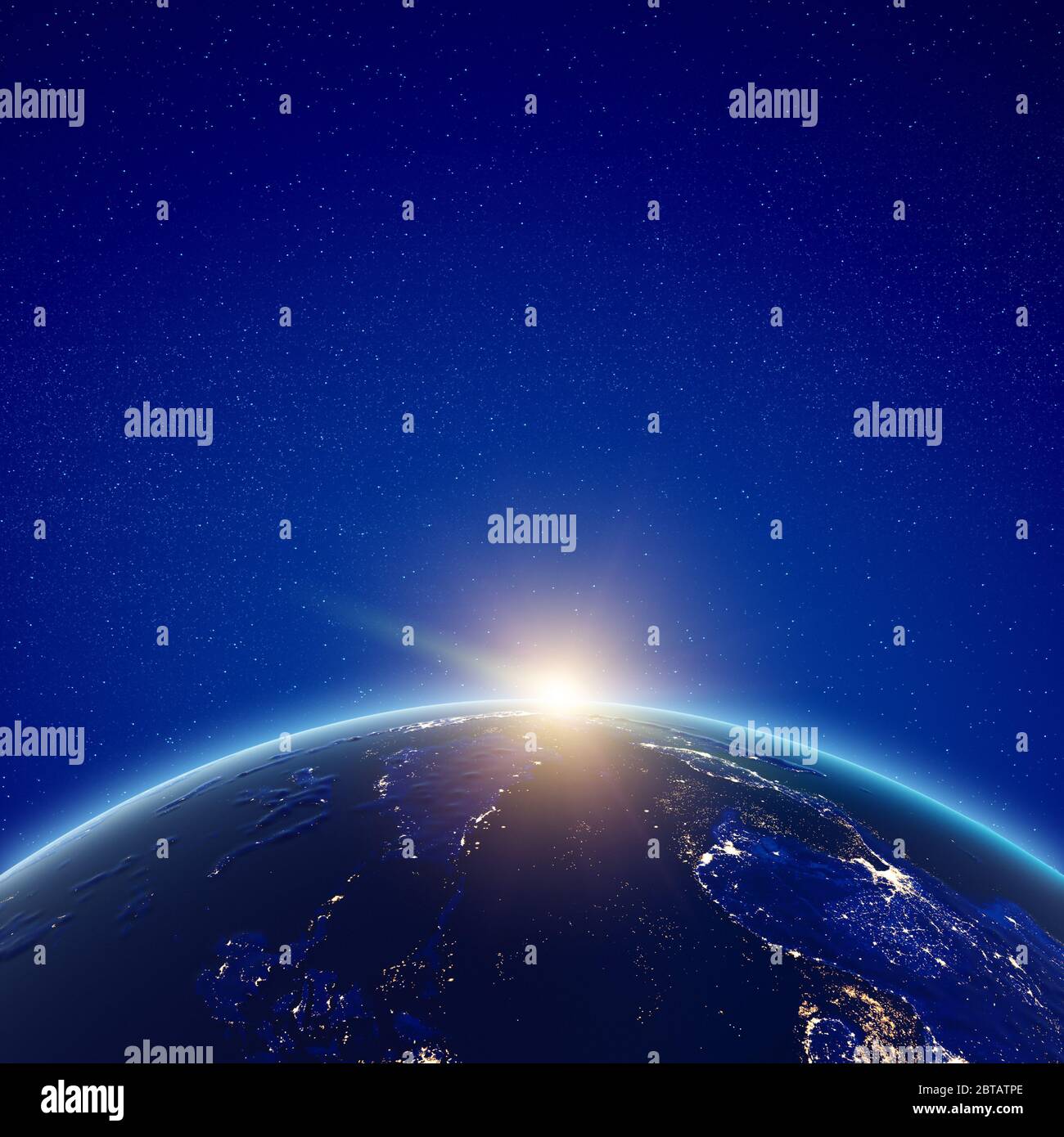 L'Asia sud-orientale, con le luci della città, si accende. Elementi di questa immagine forniti dalla NASA. rendering 3d Foto Stock
