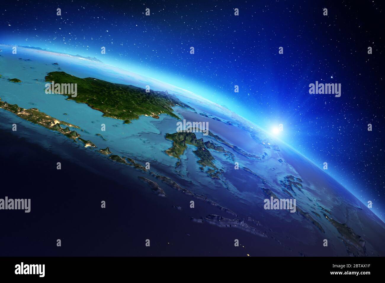 Il Pianeta Terra dallo spazio. Gli elementi di questa immagine fornita dalla NASA. Il rendering 3D Foto Stock