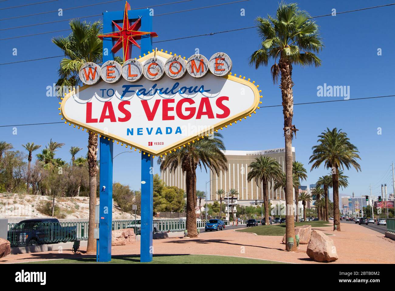 Las Vegas, Nevada - 30 agosto 2019: The Welcome to Las Vegas Sign on the Strip, Las Vegas, Nevada, Stati Uniti. Foto Stock