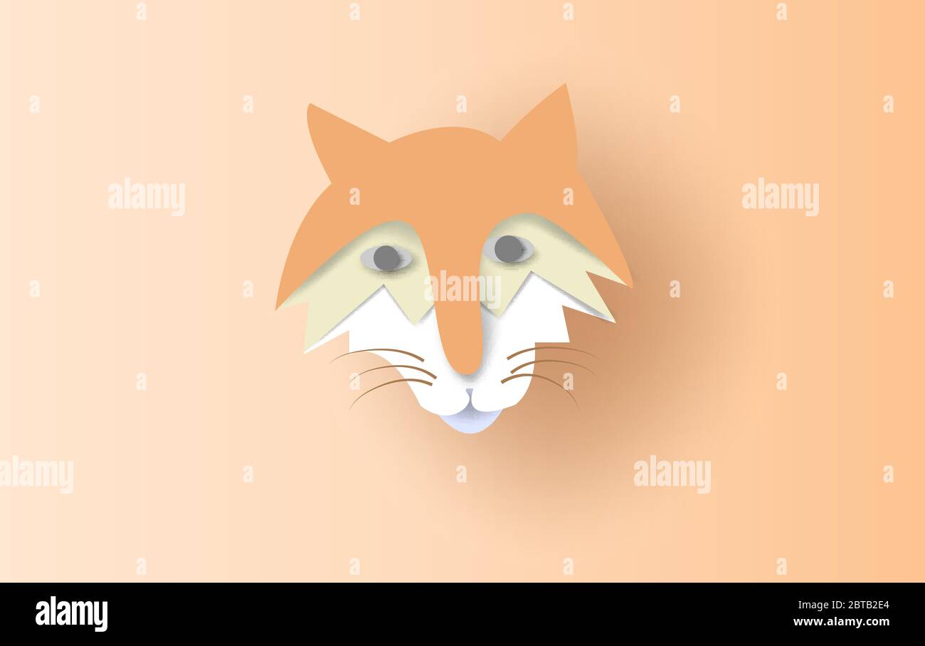 3D Arte cartacea e stile artigianale di isolare animali selvatici in stile grafico. Fox semplice disegno per la pubblicità, marcare a caldo biglietto d'auguri, copertina, poster, banne Illustrazione Vettoriale