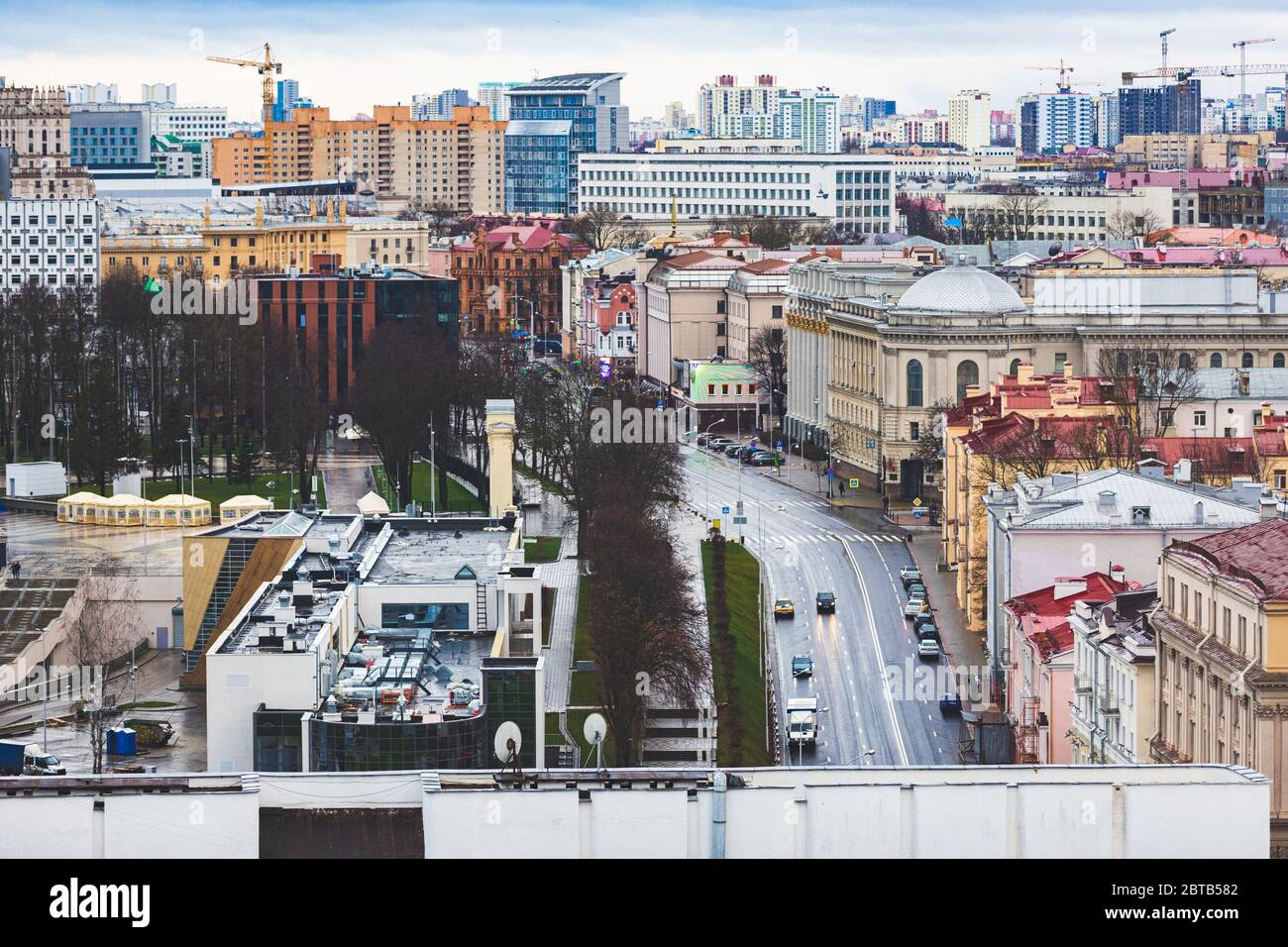 Panorama della strada Kirov. Minsk. Bielorussia Foto Stock