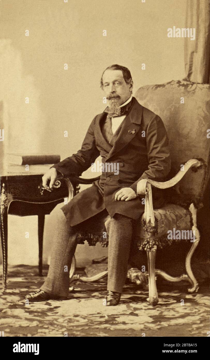 1862 ca., FRANCIA: L'imperatore francese NAPOLEONE III ( 1808 - 1873 , figlio di Luigi BONAPARTE e Ortensia Beauharnais ). Ritratto di André-Adolphe-Eugène Disderi (1819 - 1889), Parigi. - REALI - regalità - nobili - nobiltà - Napoleone III - imperatore - baffi - baffi - baffi - baffi - baffi - barba - barba - barbera - RISORGIMENTO --- Archivio GBB Foto Stock