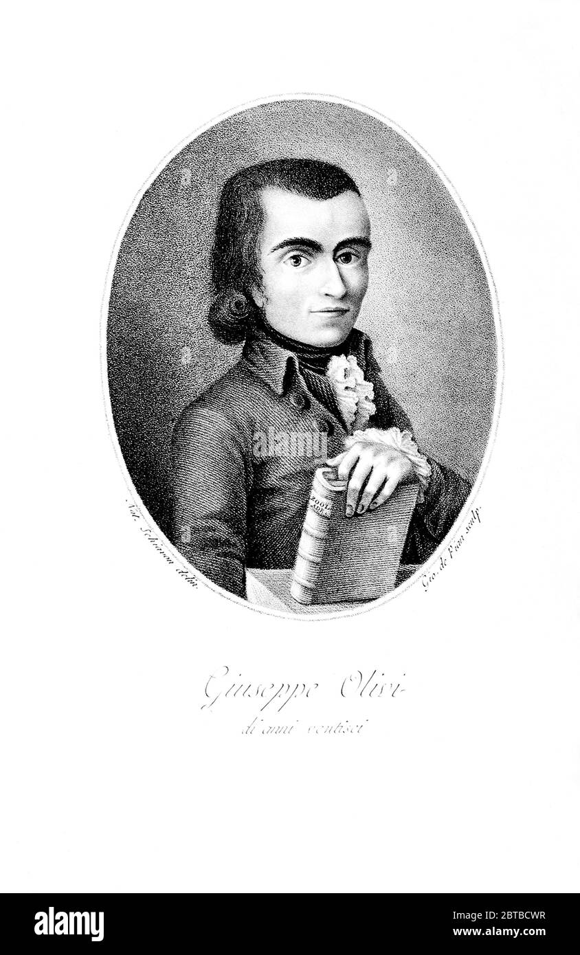 1795 , ITALIA : il naturalista Abate GIUSEPPE OLIVI ( 1769 - 1795 ). Ritratto di Giovanni De Pian dopo Natale Schiavon , frontespizio del libro di Olivi ZOLOGIA ADRIATICA ( 1792 ), edizione 1796 . - STORIA - foto storica storiche - ritratto - ritratto - NATURALISTA - NATURALISTA - SCIENZA - SCIENZA - colletto - colletto - illustrazione - libro - libro - libro ---- Archivio GBB Foto Stock