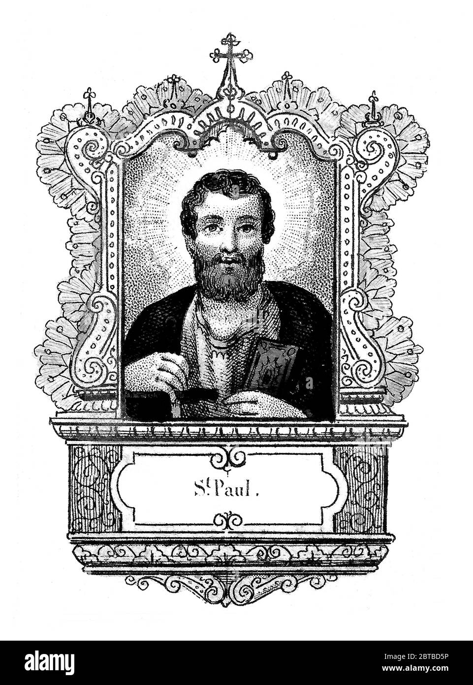 75 C, ITALIA: L'APOSTOLO San PAOLO ( 5 - 75 c.. AC) AKA SAUL DI TARSO . Santa immagine pubblicata in Francia, 1850 ca. - SAN PAOLO DI TARSO APOSTOLO - Sant - SANTO - RELIGIOSO - CATTOLICA - RELIGIONE CATTOLICA - beata - prelato - prete - prete - ritratto - ritratto - illustrazione - Chiesa Cattolica Romana - incisione - incisione - incisione - ARCHIVIO GBB Foto Stock