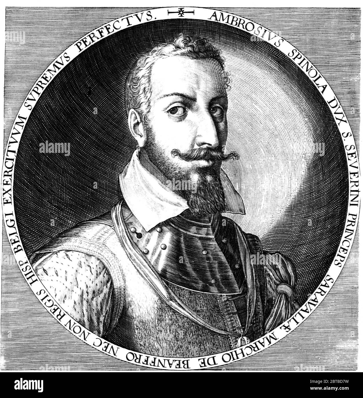 1604 , GERMANIA : il Capitano generale d'italia, Marchese AMBROGIO SPINOLA de Los Balbases ( Ambrosio , 1569 - 1630 ), al servizio del Re di Flamand Ferdinando II Asburgo (1578 - 1637 ). Portrair inciso da artista sconosciuto , pubblicato nel 1604 . Comandante militare che si è fatto carico dei Paesi Bassi spagnoli durante la guerra degli ottanta anni e del Sacro Romano Impero durante la guerra dei trent'anni . - marchese - conte - Buenaventura - Asburgo - Asburgo - Asburgo - Austria - SPAGNA - SPAGNA - FIANDRE - NOBILITY - NOBILI italiani - Nobiltà italiana - illustrazione - illustrazione - incisione - in Foto Stock
