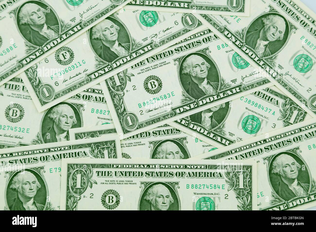 Primo piano delle banconote in dollari americani Foto Stock