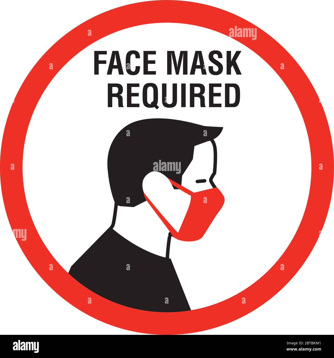 Segnale maschera facciale obbligatoria. Misure di protezione contro il coronavirus COVID-19 Illustrazione Vettoriale