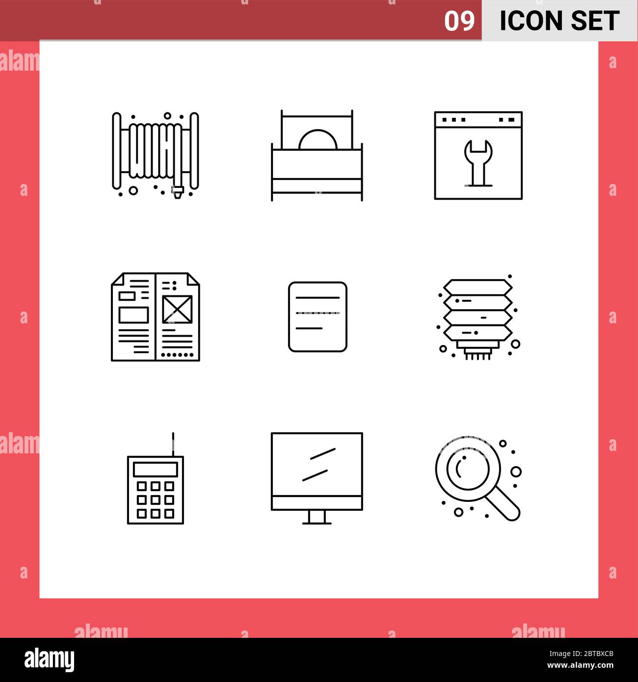 9 concetto di struttura per i siti Web Layout, design, interni, libri, pagine elementi editabili di Vector Design Illustrazione Vettoriale