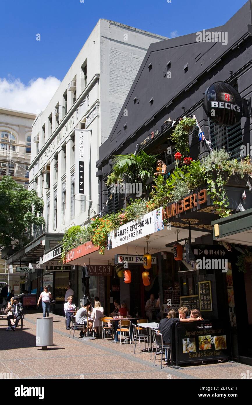 Ristorante giapponese su Vulcan Lane, Central Business District, Queen Street, Auckland, North Island, Nuova Zelanda Foto Stock