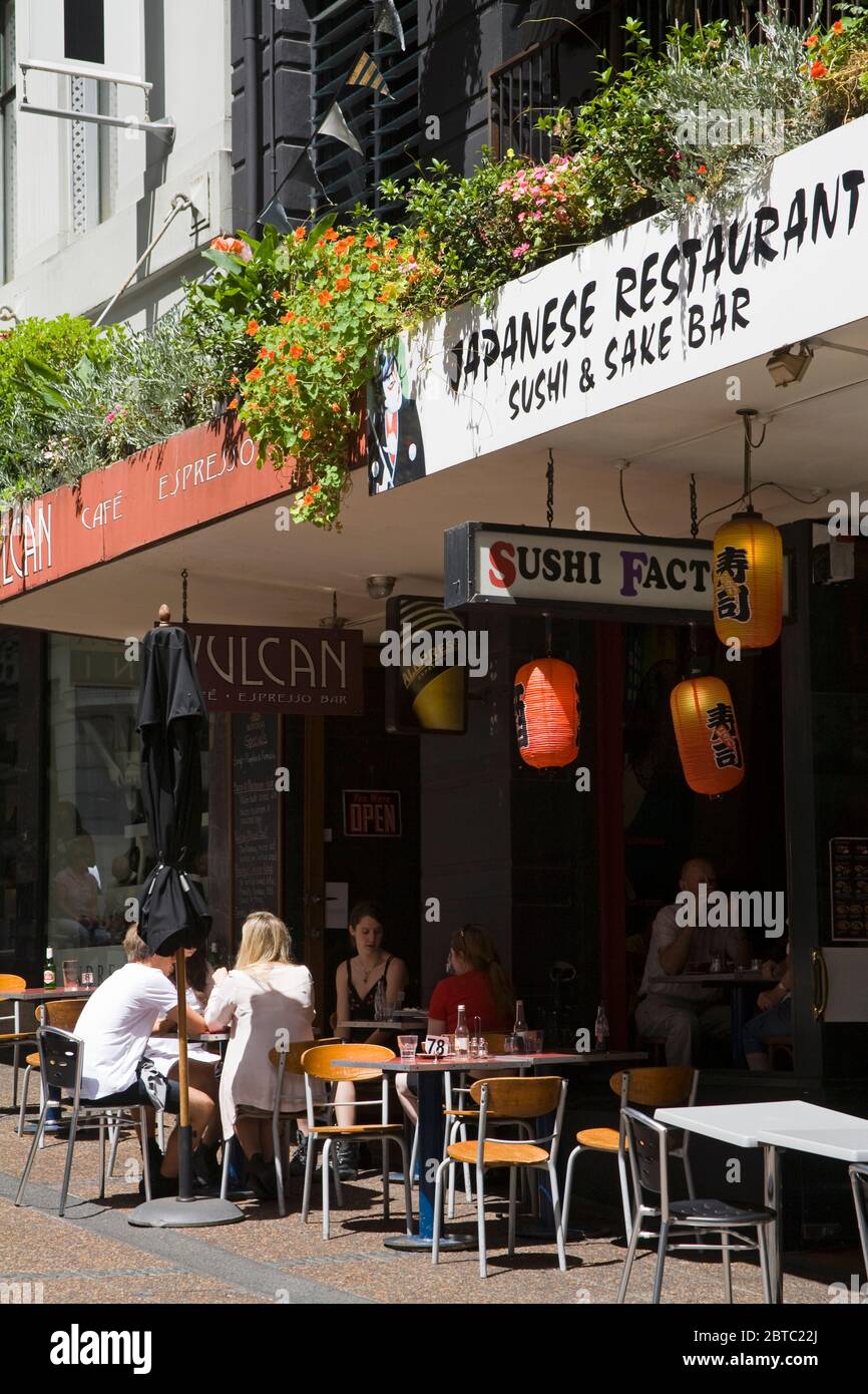 Ristorante giapponese su Vulcan Lane, Central Business District, Queen Street, Auckland, North Island, Nuova Zelanda Foto Stock