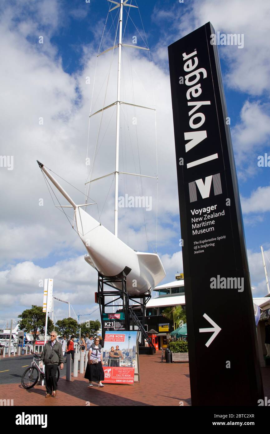 Yacht Voyager al Museo Marittimo Nazionale, Auckland, Isola del Nord, Nuova Zelanda Foto Stock