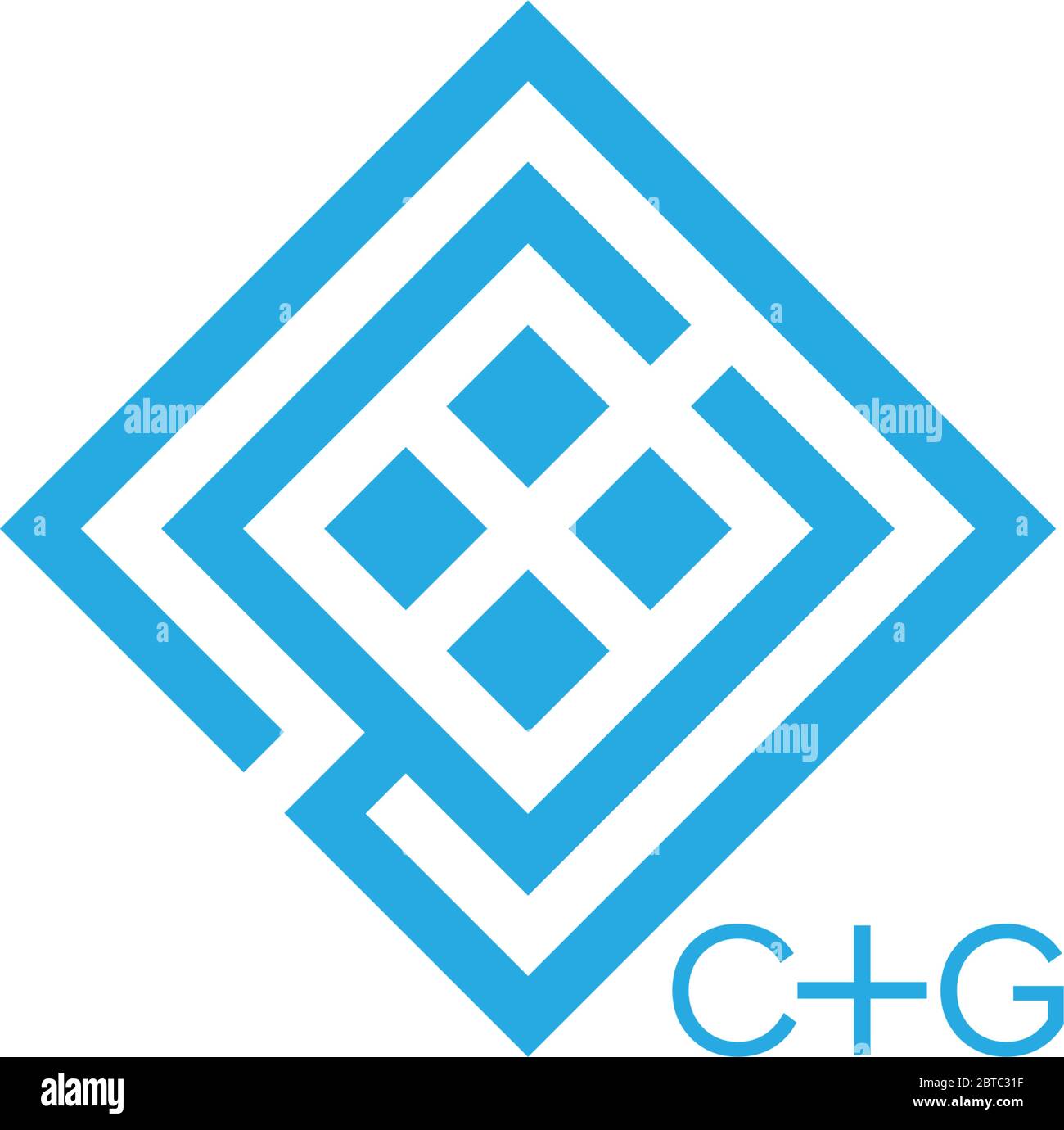 lettera astratta cg strisce quadrate vettore logo linea geometrica Illustrazione Vettoriale