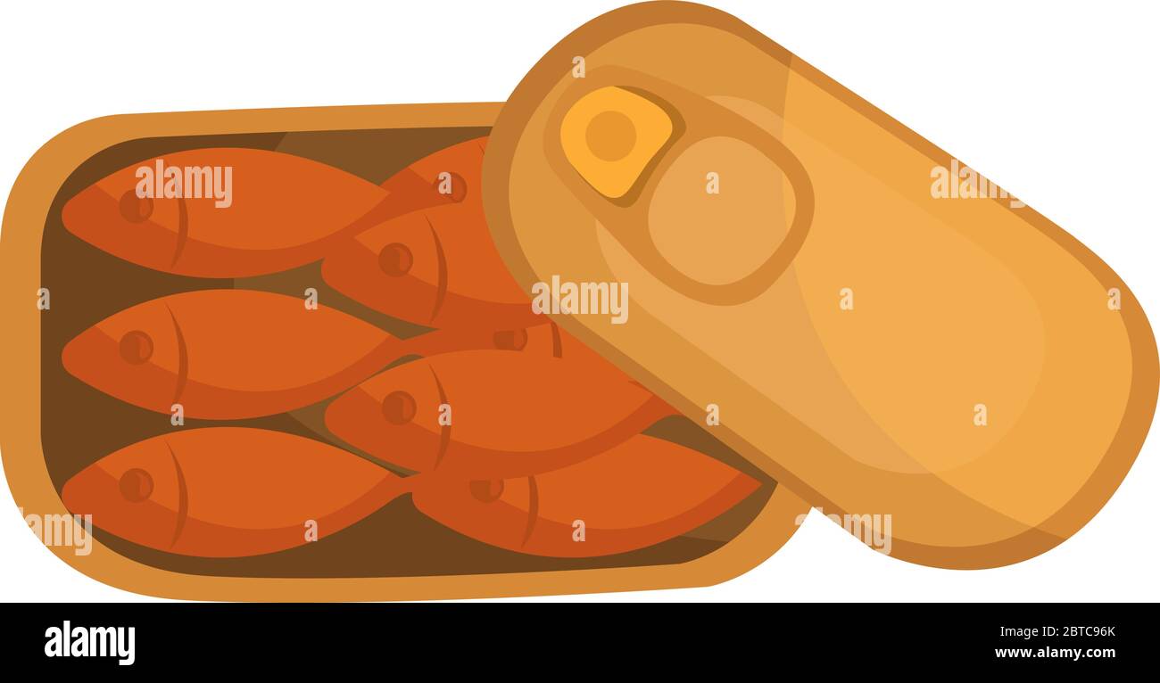 Cibo di pesce in scatola , illustrazione, vettore su sfondo bianco Illustrazione Vettoriale
