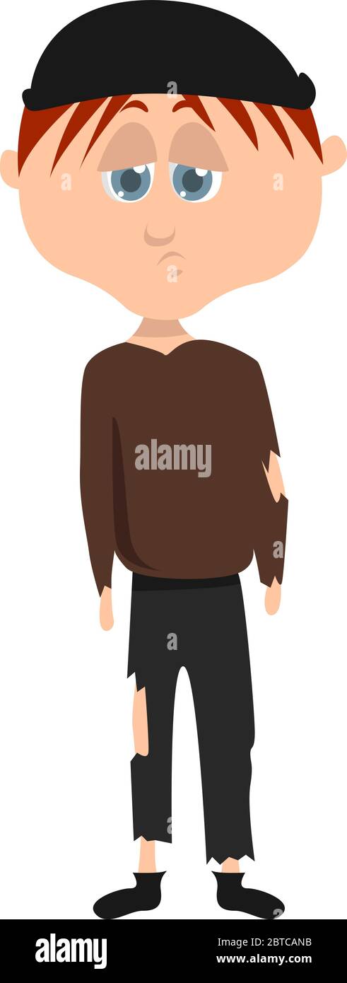 Uomo senza dimora , illustrazione, vettore su sfondo bianco Illustrazione Vettoriale