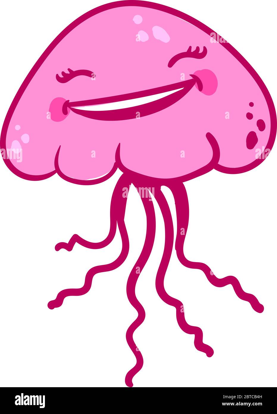 Medusa rosa felice , illustrazione, vettore su sfondo bianco Illustrazione Vettoriale