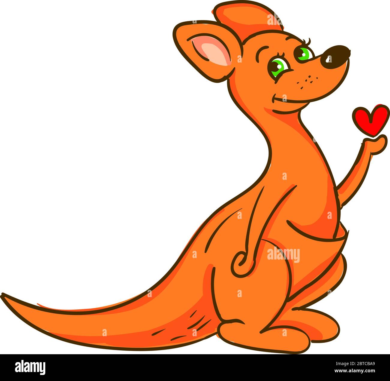 Canguro con cuore , illustrazione, vettore su sfondo bianco Illustrazione Vettoriale