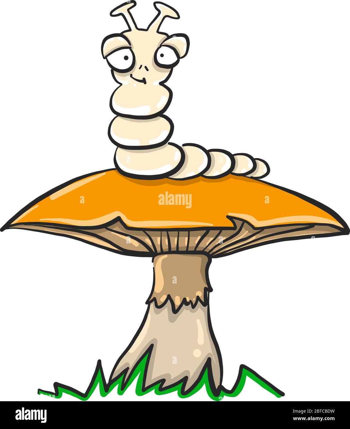 Fungo Caterpillar , illustrazione, vettore su sfondo bianco Illustrazione Vettoriale