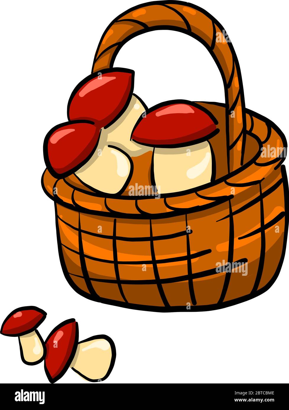 Funghi nel cestello , illustrazione, vettore su sfondo bianco Illustrazione Vettoriale