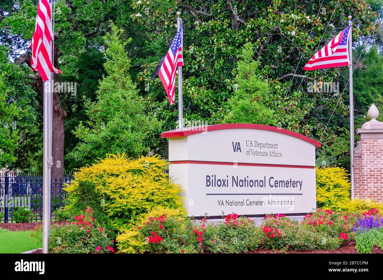 L'ingresso al cimitero nazionale di Biloxi è raffigurato, il 23 maggio 2020, a Biloxi, Mississippi. Foto Stock